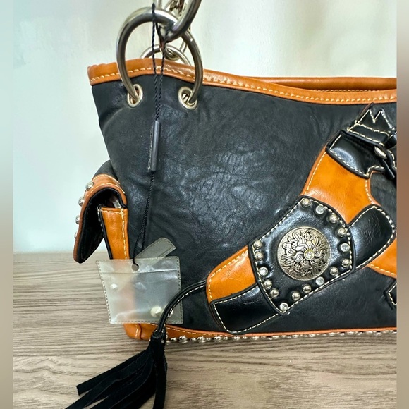 Montana West Black and Tan Shoulder Bag